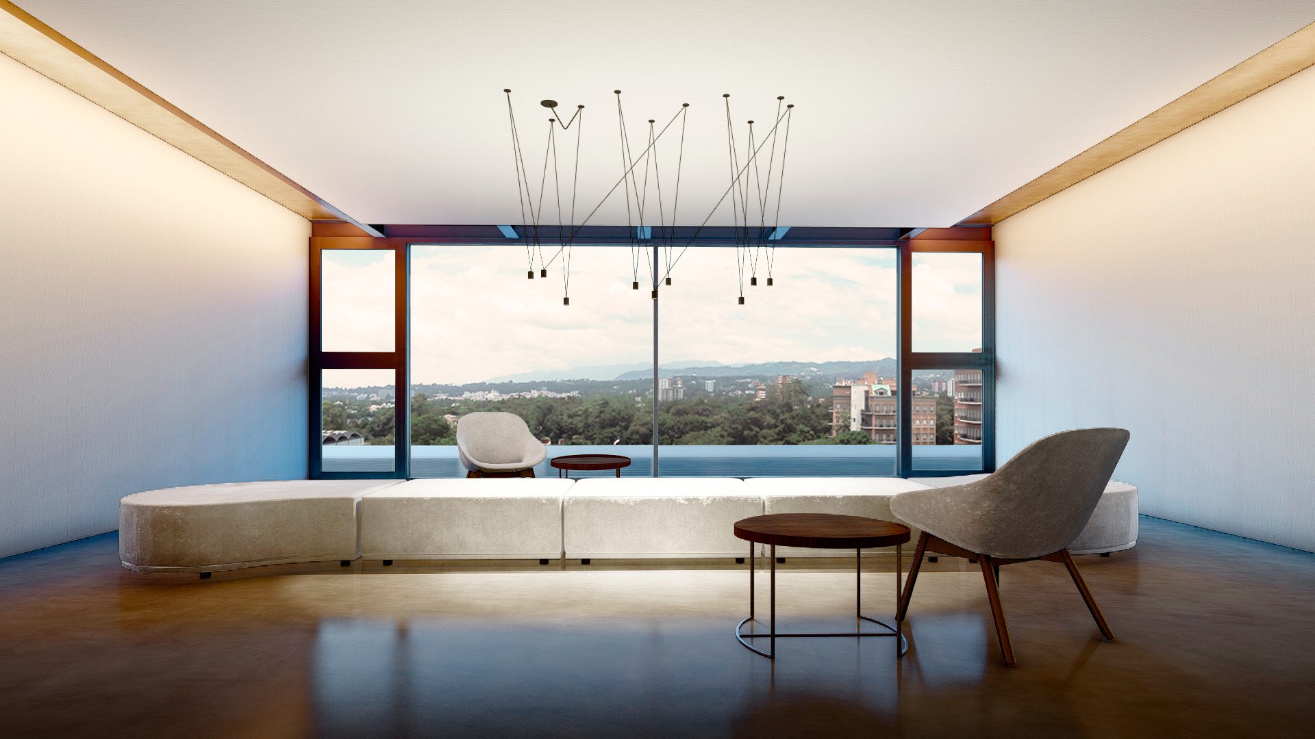 Salón con ventanal panorámico en InHaus