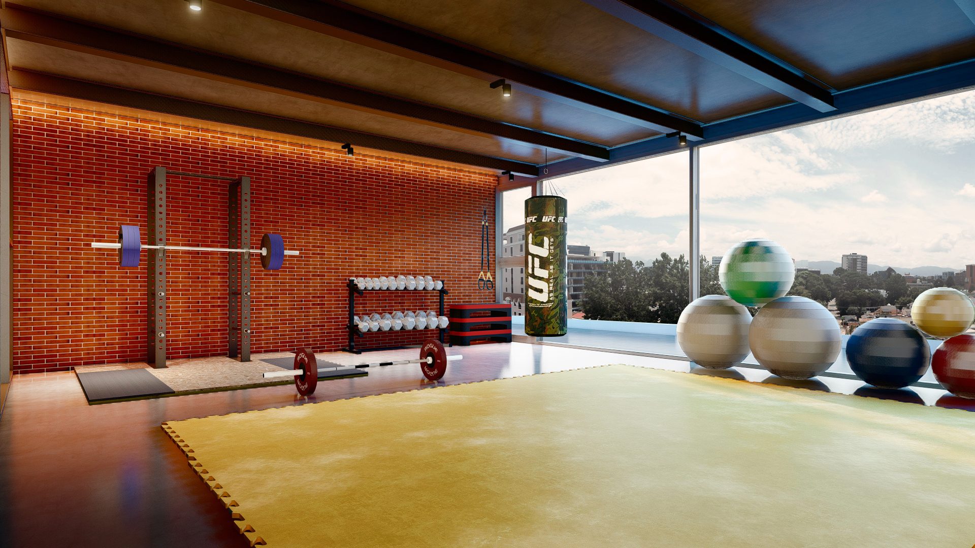 Gym functional de InHaus con vista panorámica